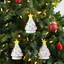 5" LED White Nostalgic Trees Figurine Set -Northlight Decor Store D511941S 2