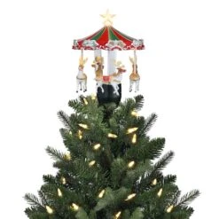 11" Animated Carousel Christmas Tree Topper -Northlight Decor Store D511968S 2