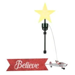 Santa's Plane & Banner Animated Christmas Tree Topper -Northlight Decor Store D511971S 2