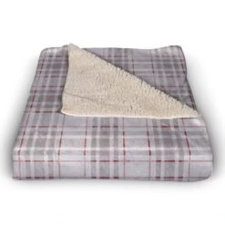 Holiday Gray Plaid 50x60 Sherpa Fleece Blanket -Northlight Decor Store D517990S 2