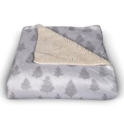 Gray Forest Pattern 50x60 Sherpa Fleece Blanket -Northlight Decor Store D518015S 3