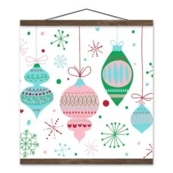 Retro Funky Ornaments 16x16 Teak Hanging Canvas