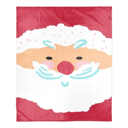 Santa Face 50x60 Sherpa Fleece Blanket 2 Santa Face 50x60 Sherpa Fleece Blanket - Image 2