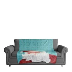 Santa Ho Ho Ho 50x60 Sherpa Fleece Blanket -Northlight Decor Store D518077S 2