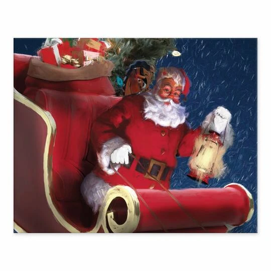 Santa In Sleigh Painting 8x10 Tabletop Canvas 2 Santa In Sleigh Painting 8x10 Tabletop Canvas - Image 2