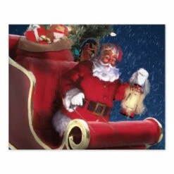 Santa In Sleigh Painting 8x10 Tabletop Canvas