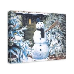 Winter Snowman 24x20 Canvas Wall Art -Northlight Decor Store D518098S 2