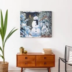 Winter Snowman 24x20 Canvas Wall Art -Northlight Decor Store D518098S 4