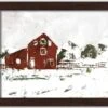 Christmas Snow On The Farm Walnut Framed Print Under Plexiglass
