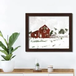 Christmas Snow On The Farm Walnut Framed Print Under Plexiglass -Northlight Decor Store D518109S 3