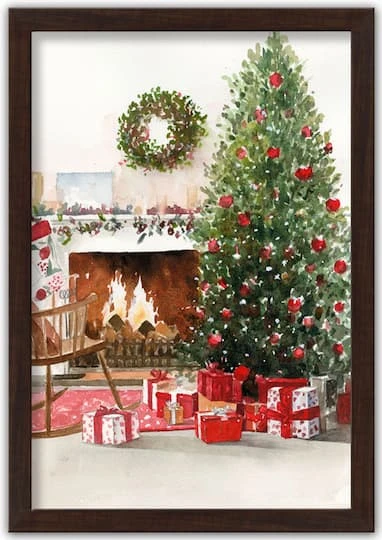Christmas Morning Walnut Framed Print Under Plexiglass 1 Christmas Morning Walnut Framed Print Under Plexiglass
