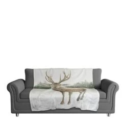 Winter Deer 50x60 Coral Fleece Blanket -Northlight Decor Store D518116S 3