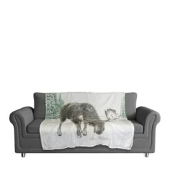 Winter Moose 50x60 Coral Fleece Blanket -Northlight Decor Store D518119S 3