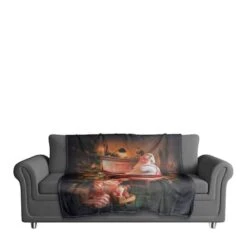 Painted Santa On Piano 50x60 Coral Fleece Blanket 7 Painted Santa On Piano 50x60 Coral Fleece Blanket -Northlight Decor Store D518121S 3