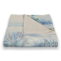 Watercolor Winter Cabin 50x60 Coral Fleece Blanket -Northlight Decor Store D518124S 2