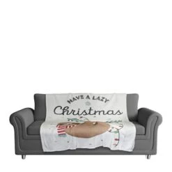 Have A Lazy Christmas Coral Fleece Blanket 6 Have A Lazy Christmas Coral Fleece Blanket -Northlight Decor Store D518163S 2