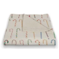 Candy Cane Pattern 50x60 Coral Fleece Blanket -Northlight Decor Store D518273S 2