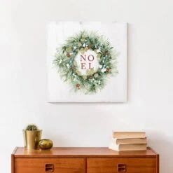 Christmas Wreath Noel Canvas Wall Art -Northlight Decor Store D518302S 5