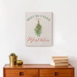 Meet Under Mistletoe 11x14 Canvas Wall Art -Northlight Decor Store D518304S 5