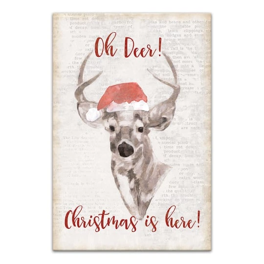 Oh Deer Christmas Here Canvas Wall Art 2 Oh Deer Christmas Here Canvas Wall Art - Image 2
