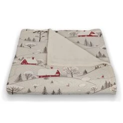 Snowy Village 50x60 Coral Fleece Blanket -Northlight Decor Store D518394S 2