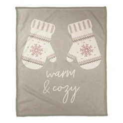 Warm And Cozy Mittens 50x60 Coral Fleece Blanket