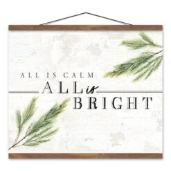 All Is Bright 20x16 Teak Hanging Canvas