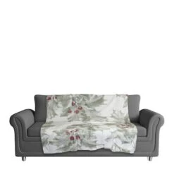 Holly Berry Leaves 50x60 Sherpa Fleece Blanket 7 Holly Berry Leaves 50x60 Sherpa Fleece Blanket -Northlight Decor Store D518596S 3