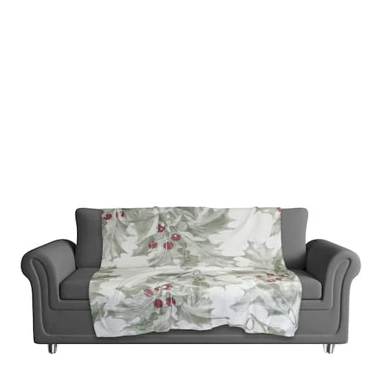 Holly Berry Leaves 50x60 Sherpa Fleece Blanket 4 Holly Berry Leaves 50x60 Sherpa Fleece Blanket - Image 4