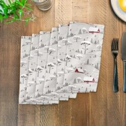 Snowy Village 10x10 Cotton Twill Napkin -Northlight Decor Store D518616S 3