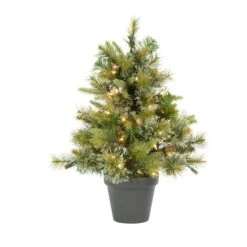 2ft. Pre-Lit Cashmere Pine Artificial Christmas Tree In Pot, Warm White Dura-Lit® LED Lights