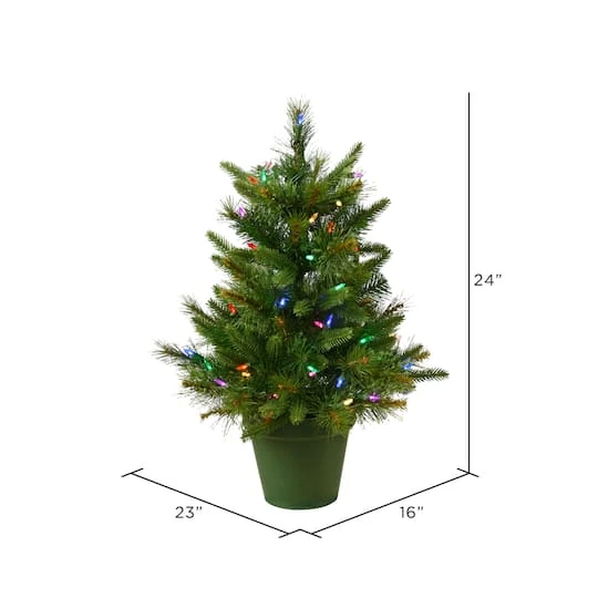 2ft. Pre-Lit Cashmere Pine Artificial Christmas Tree, Multicolor LED Lights 4 2ft. Pre-Lit Cashmere Pine Artificial Christmas Tree, Multicolor LED Lights - Image 4