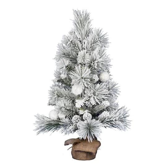 3ft. Unlit Frosted Beacon Pine With Snowballs & Pinecones Artificial Christmas Tree In Burlap Base 2 3ft. Unlit Frosted Beacon Pine With Snowballs & Pinecones Artificial Christmas Tree In Burlap Base - Image 2