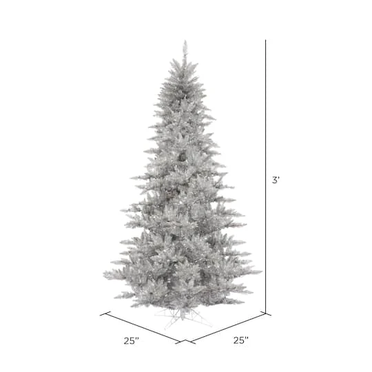 3ft. Unlit Silver Tinsel Fir Artificial Christmas Tree 3 3ft. Unlit Silver Tinsel Fir Artificial Christmas Tree - Image 3
