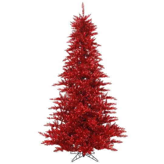 3ft. Unlit Red Tinsel Fir Artificial Christmas Tree 1 3ft. Unlit Red Tinsel Fir Artificial Christmas Tree