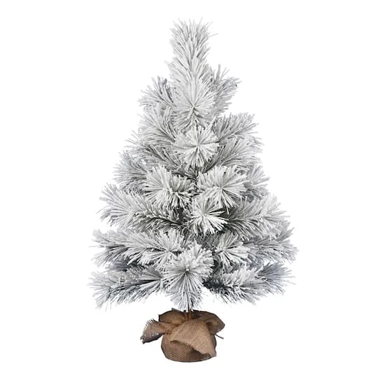 3ft. Unlit Frosted Beckett Pine Artificial Christmas Tree In Burlap Base 1 3ft. Unlit Frosted Beckett Pine Artificial Christmas Tree In Burlap Base