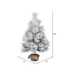 3ft. Unlit Frosted Beckett Pine Artificial Christmas Tree In Burlap Base 7 3ft. Unlit Frosted Beckett Pine Artificial Christmas Tree In Burlap Base -Northlight Decor Store D522598S 3