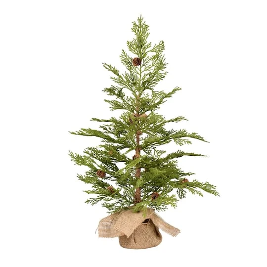 24" Unlit Cedar Pine Artificial Christmas Tree In Burlap Base 2 24" Unlit Cedar Pine Artificial Christmas Tree In Burlap Base - Image 2
