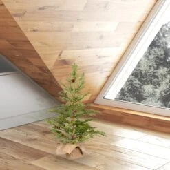 24" Unlit Cedar Pine Artificial Christmas Tree In Burlap Base 6 24" Unlit Cedar Pine Artificial Christmas Tree In Burlap Base -Northlight Decor Store D522600S 2