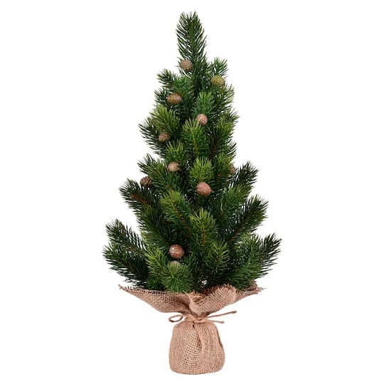 19" Unlit Spruce Sapling Artificial Christmas Tree In Burlap Base 2 19" Unlit Spruce Sapling Artificial Christmas Tree In Burlap Base - Image 2