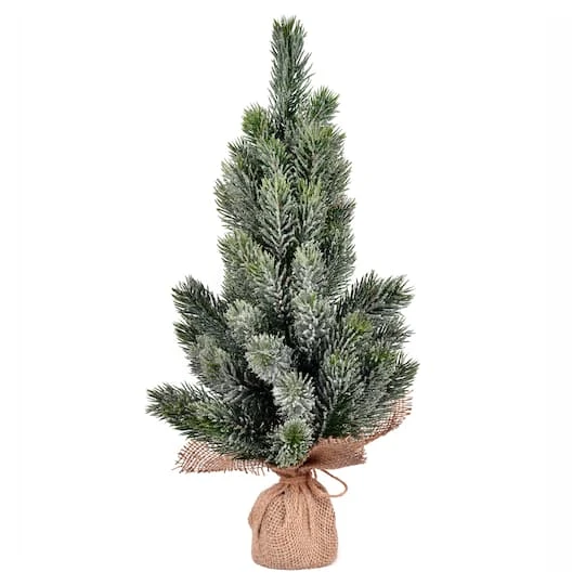 19" Unlit Frosted Spruce Sapling Artificial Christmas Tree In Burlap Base 1 19" Unlit Frosted Spruce Sapling Artificial Christmas Tree In Burlap Base