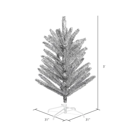 3ft. Unlit Silver Vintage Aluminum Artificial Christmas Tree 5 3ft. Unlit Silver Vintage Aluminum Artificial Christmas Tree - Image 5