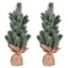 15" Unlit Frosted Spruce Sapling Artificial Christmas Tree Set