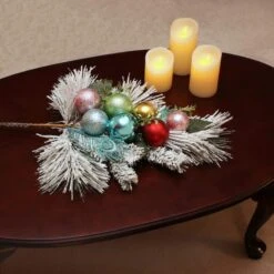 Snowy Pine & Ornament Spray -Northlight Decor Store D531302S 2