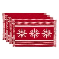DII® Nordic Snowflake Stripe Jacquard Placemats, 4ct.