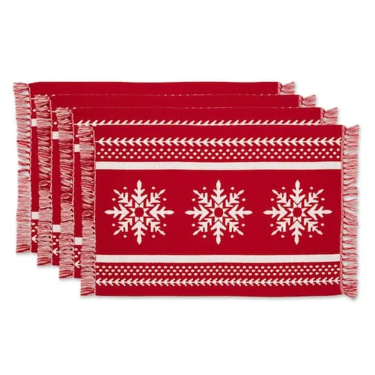 DII® Nordic Snowflake Stripe Jacquard Placemats, 4ct. 1 DII® Nordic Snowflake Stripe Jacquard Placemats, 4ct.