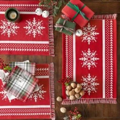 DII® Nordic Snowflake Stripe Jacquard Placemats, 4ct. 17 DII® Nordic Snowflake Stripe Jacquard Placemats, 4ct. -Northlight Decor Store D540033S 6