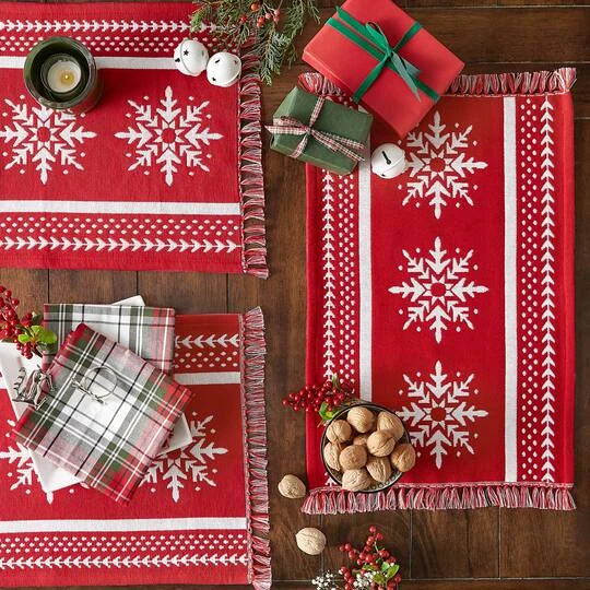 DII® Nordic Snowflake Stripe Jacquard Placemats, 4ct. 7 DII® Nordic Snowflake Stripe Jacquard Placemats, 4ct. - Image 7