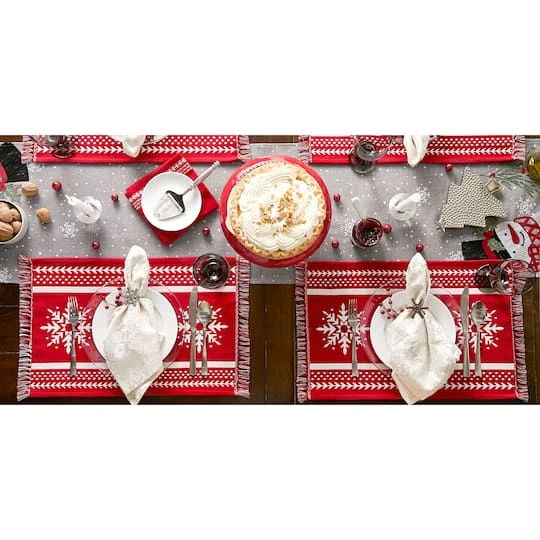 DII® Nordic Snowflake Stripe Jacquard Placemats, 4ct. 9 DII® Nordic Snowflake Stripe Jacquard Placemats, 4ct. - Image 9