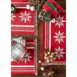 DII® Nordic Snowflake Stripe Jacquard Placemats, 4ct. 20 DII® Nordic Snowflake Stripe Jacquard Placemats, 4ct. -Northlight Decor Store D540033S 9